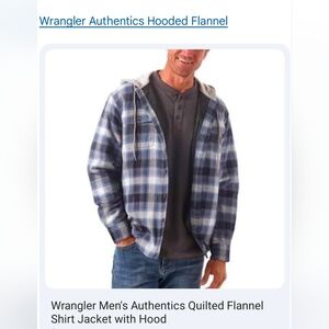 Wrangler Quilted Lined Flannel Shirt Jacket Hoodie Blue Plaid M